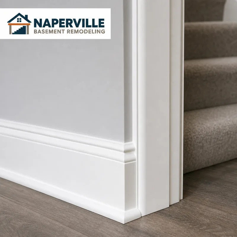 Close-up of tight baseboard and casing joints with smooth caulk lines and consistent paint